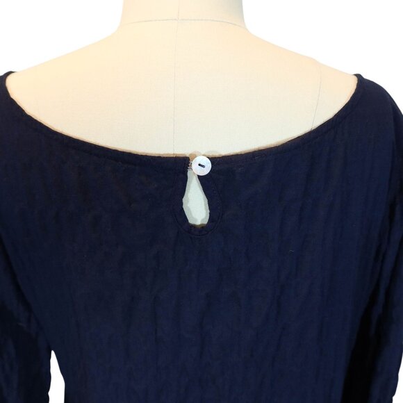 JESS BROWN Textured 3/4 Sleeve Tunic Top Size S Navy Lagenlook Quiet Luxury - Picture 6 of 8